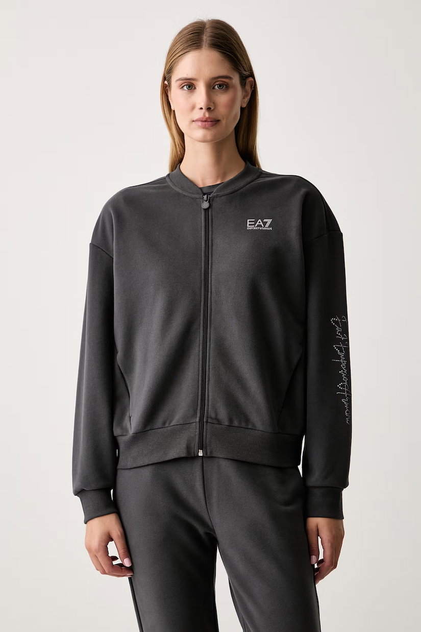 EA7 Emporio Armani hanorac cu fermoar pentru femei cu bumbac