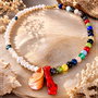 Colier handmade cu perle de cultură, mix din pietre semiprețioase, coral și sidef - Darul celor două mări