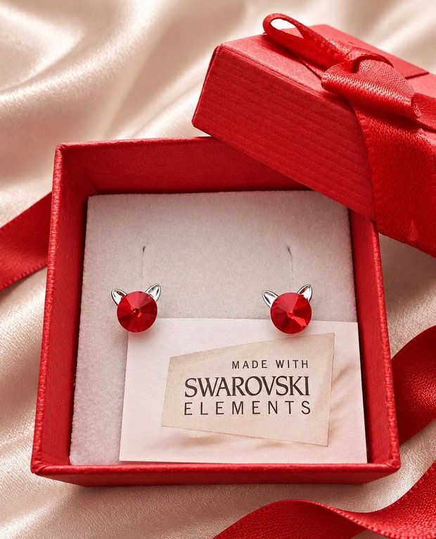 Cercei argint 925 Pisicuta cu piatra Swarovski Rivoli 6mm Siam