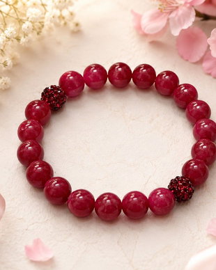 Bratara jad roz si margele shamballa