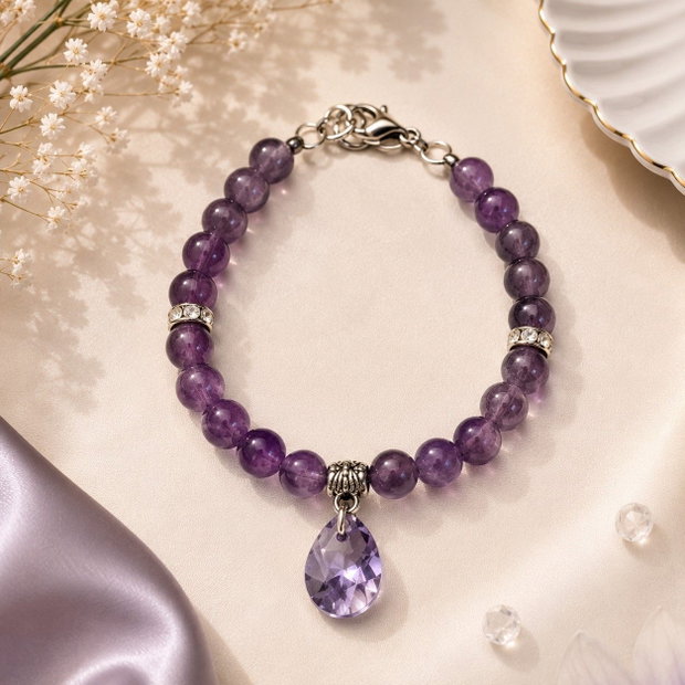 Bratara ametist si lacrima Swarovski