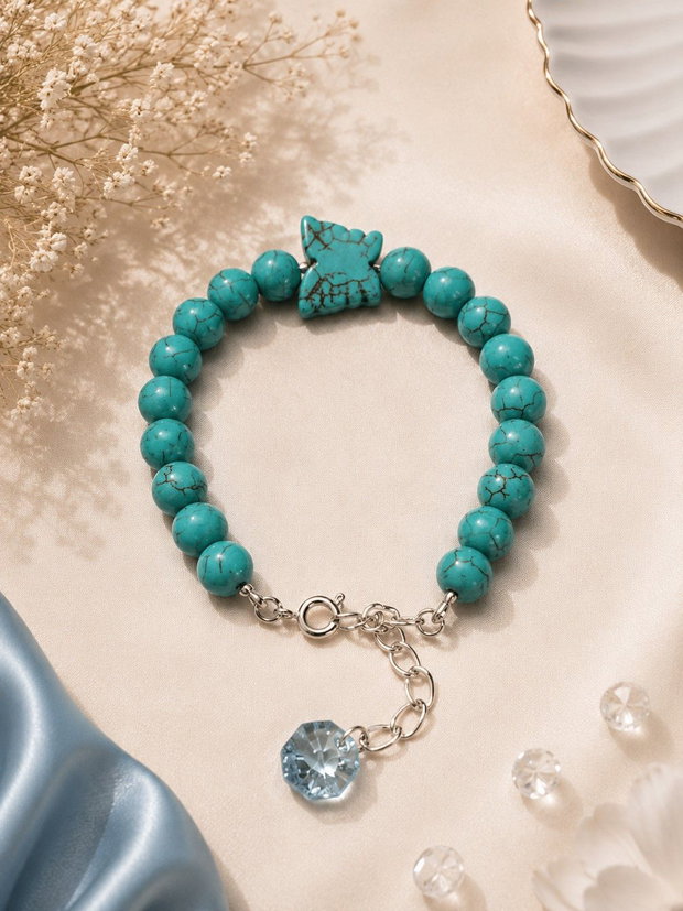 Bratara turcoaz cu fluture si Swarovski