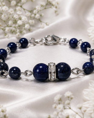 Bratara blue goldstone