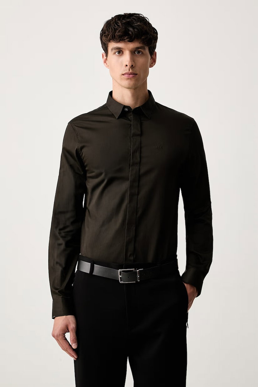 Armani Exchange cămașă pentru bărbați din bumbac cu elastan