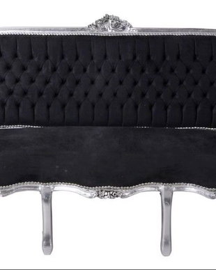 Sofa trei locuri din lemn masiv argintiu cu tapiterie neagra