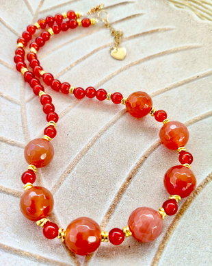 Colier CHOKER carneol & agata caramel