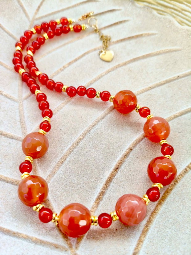 Colier CHOKER carneol & agata caramel