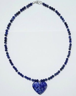 Colier argint 925 cu sodalit, lapis lazuli si hematit
