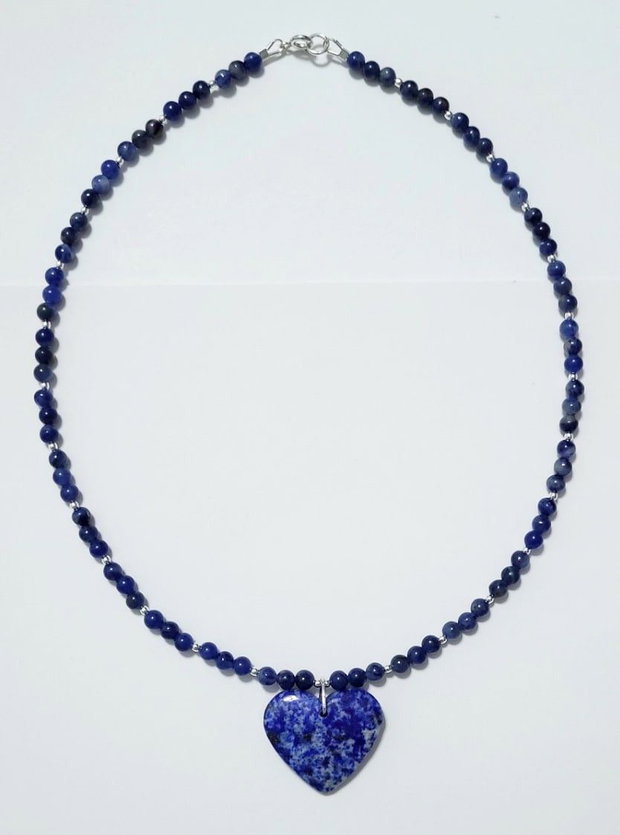 Colier argint 925 cu sodalit, lapis lazuli si hematit