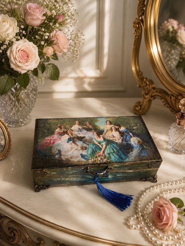 Casetă pentru bijuterii cu parfum de epocă și suflet artizanal
