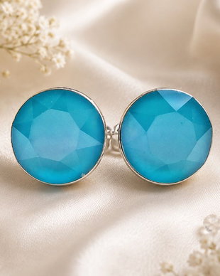 Cercei argint 925 cu piatra Swarovski Chaton 8mm Azure Blue