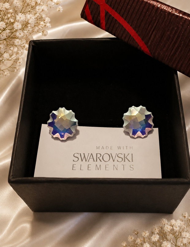 Cercei argint cu piatra Swarovski Jelly Fish 10mm Crystal AB