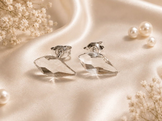 Cercei argint cu piatra Swarovski Flame 10mm Crystal