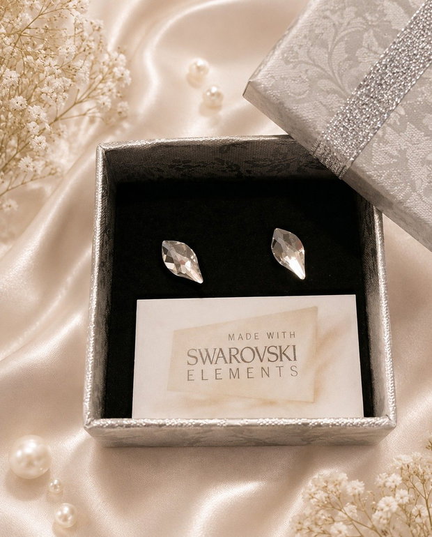 Cercei argint cu piatra Swarovski Flame 10mm Crystal