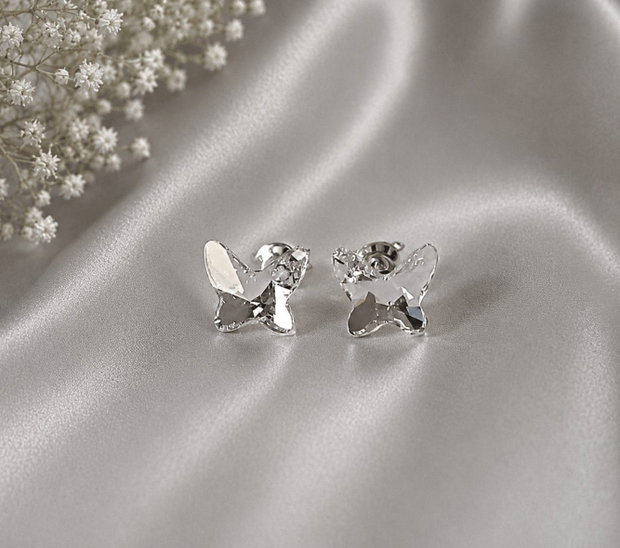Cercei argint cu piatra Swarovski Fluture 8mm Crystal