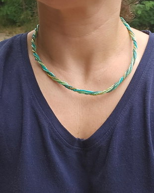 Colier cu mărgele Miyuki "Green Ombre"