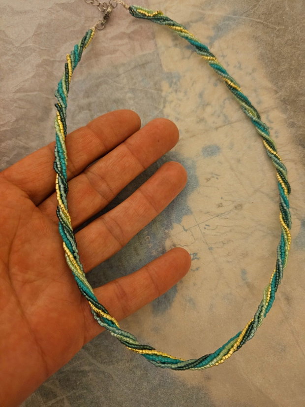 Colier cu mărgele Miyuki "Green Ombre"