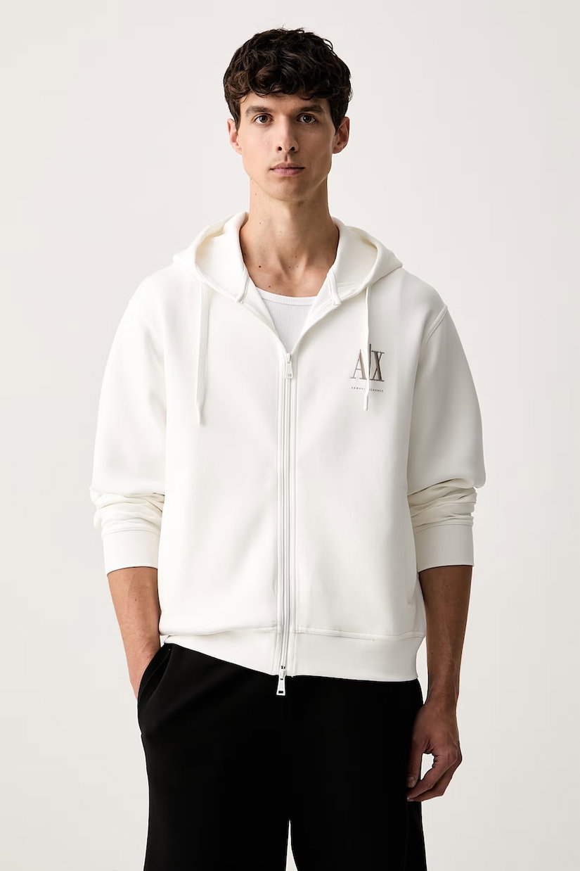 Armani Exchange hanorac cu fermoar și glugă pentru bărbați cu bumbac