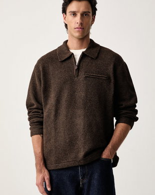 Levi's pulover pentru bărbați cu amestec de lână BOULDER COLLARED HALF ZIP