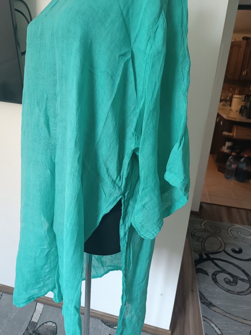 Bluza , tunica din in culoare turcoaz