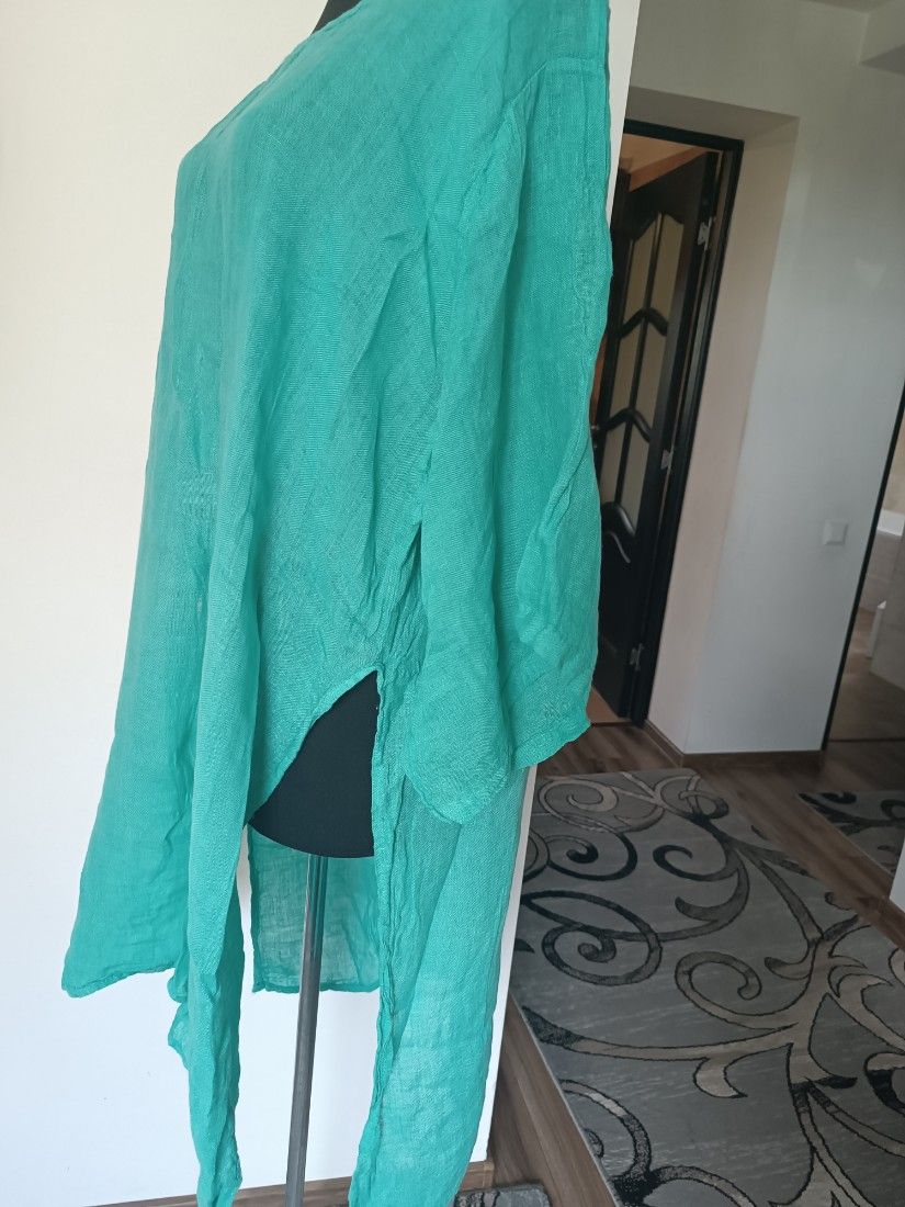 Bluza , tunica din in culoare turcoaz