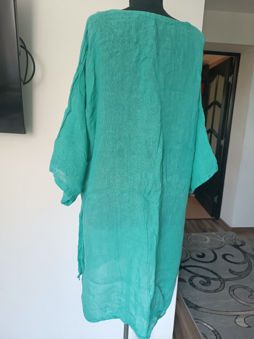 Bluza , tunica din in culoare turcoaz