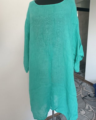 Bluza , tunica din in culoare turcoaz