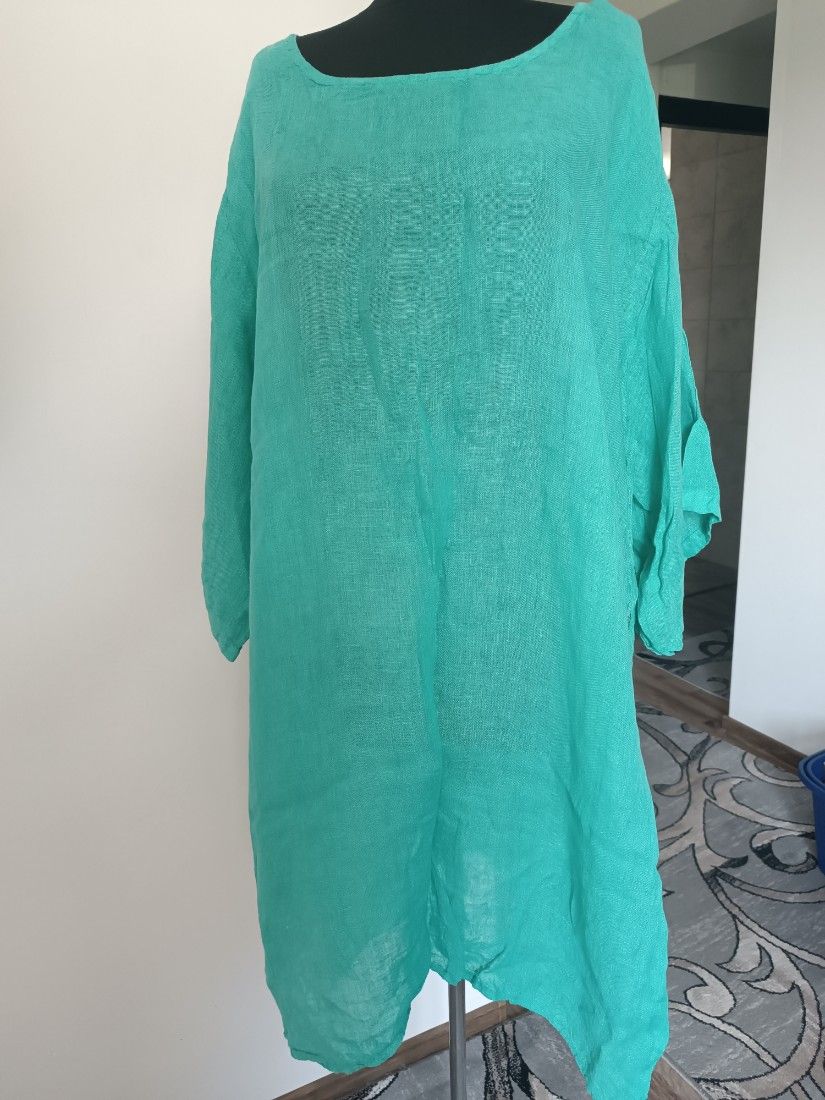 Bluza , tunica din in culoare turcoaz