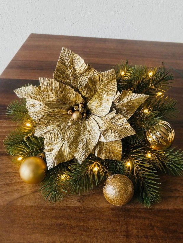 Crăciunițe din Hârtie Creponată Italiană cu Tijă 20cm | Decor Brad 12cm Handmade