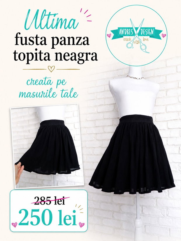 Fusta Incretita Panza Topita Neagra - ultima!