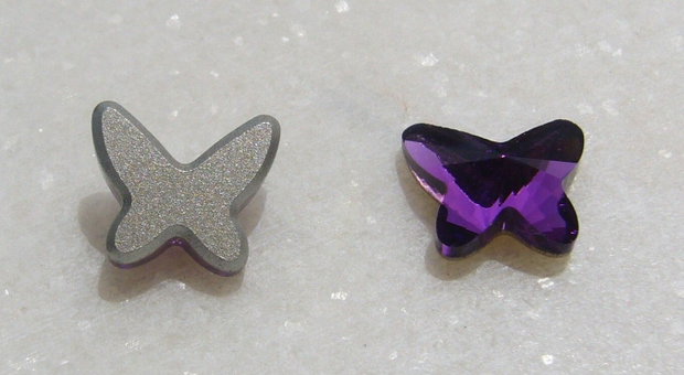 (2 bucati) Swarovski Elements Cabochon fluture BURGUNDY 12x10mm
