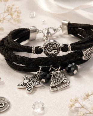 Bratara snur faux suede cu semn zodiacal capricorn