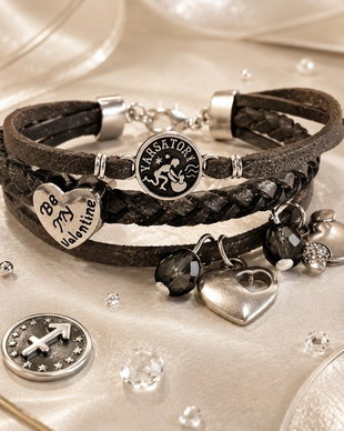 Bratara snur faux suede cu link semn zodiacal varsator