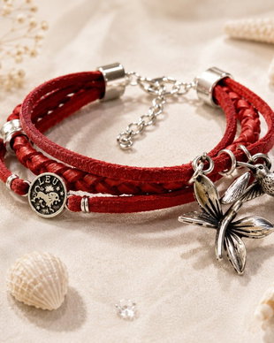 Bratara snur faux suede cu semn zodiacal leu
