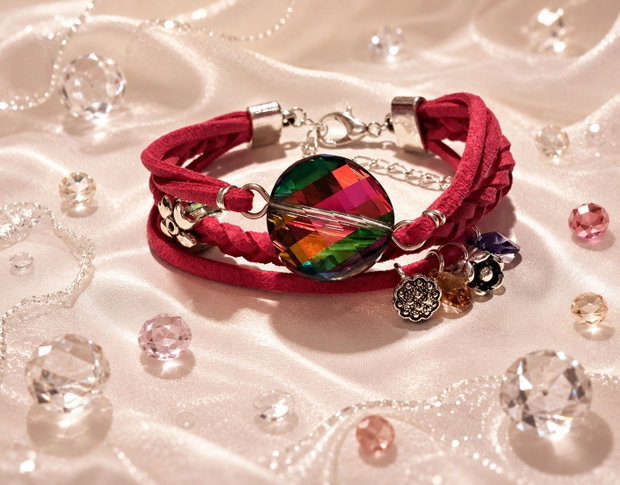 Bratara snur impletit cu link Swarovski