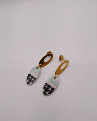 Cercei portelan negru bleu