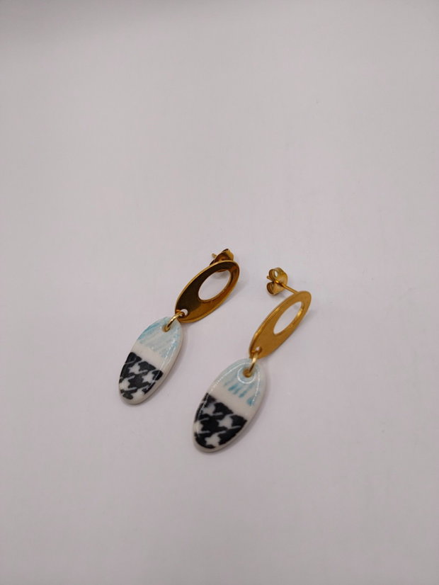 Cercei portelan negru bleu