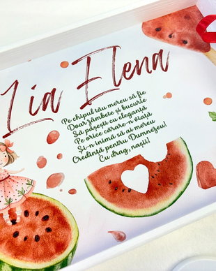 Set turta fetita 1 anisor - Watermelon - Tavita si accesorii