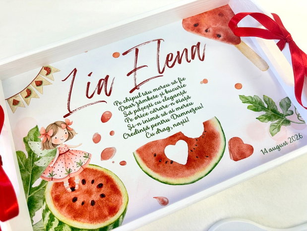 Set turta fetita 1 anisor - Watermelon - Tavita si accesorii