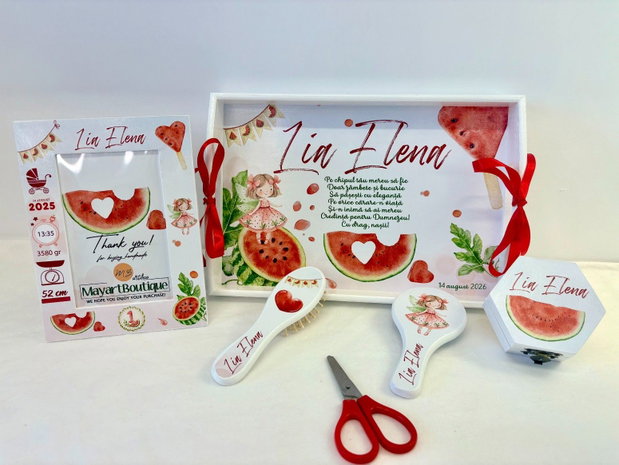 Set turta fetita 1 anisor - Watermelon - Tavita si accesorii
