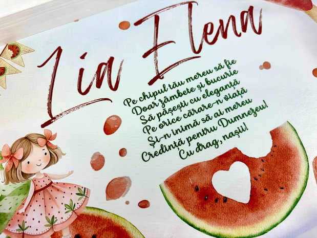 Set turta fetita 1 anisor - Watermelon - Tavita si accesorii