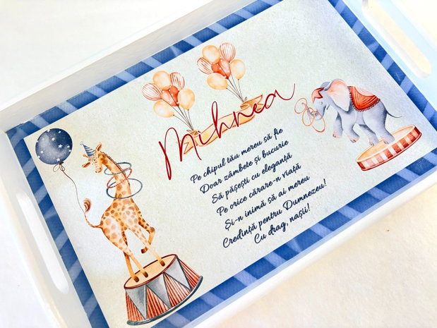 Set aniversar personalizat 1 anisor - Circus - Tavita mot si accesorii