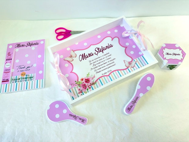 Set aniversar personalizat 1 anisor - Buline - Tavita mot si accesorii