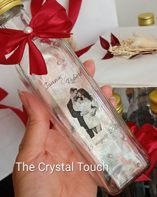 Sticluță personalizată din sticlă  mărturie pentru nuntă sau botez | 250 ml