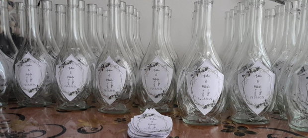 Sticluță personalizată din sticlă mărturie pentru nuntă sau botez | 250 ml