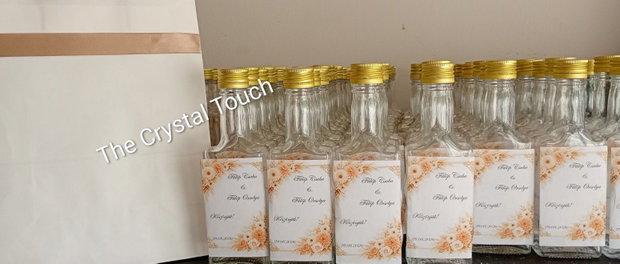 Sticluță personalizată din sticlă mărturie pentru nuntă sau botez | 250 ml