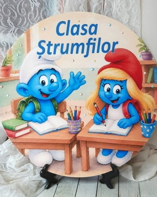 Placuta personaliza pentru usa clasei - tema strumfi
