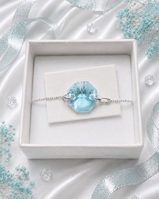 Bratara argint cu piatra Swarovski Octogon 14mm Aquamarine