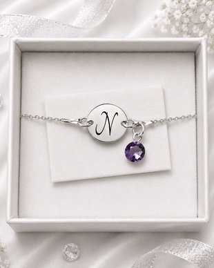 Bratara argint 925 cu banut argint 925 gravat si charm Swarovski