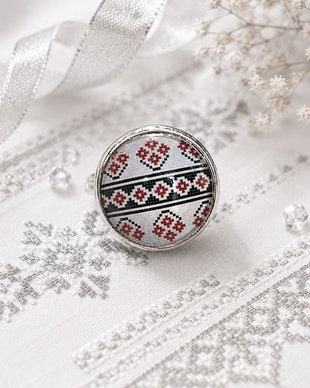 Inel cabochon motive traditionale 14mm